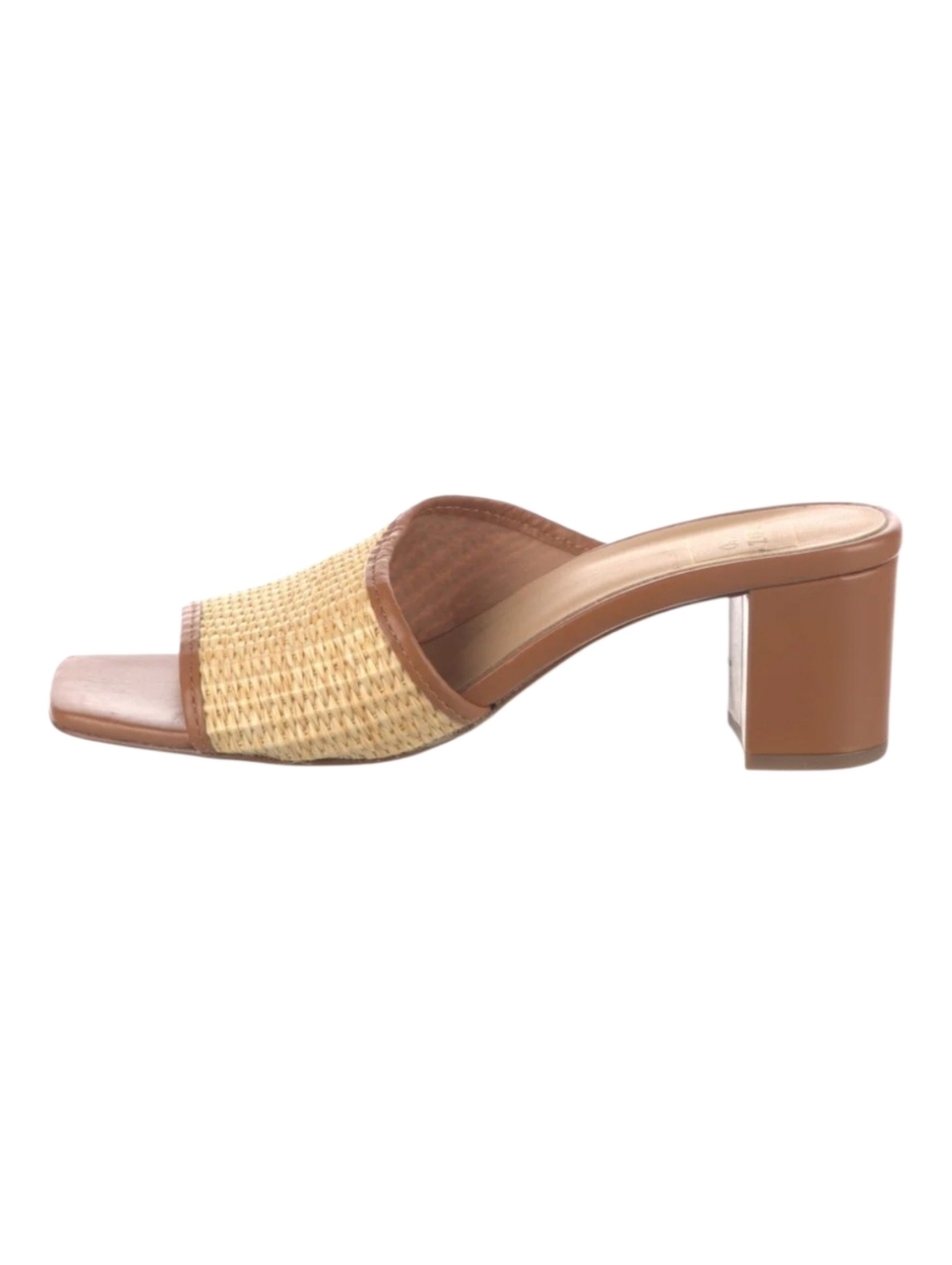 120% Lino Raffia Slide Sandals Block Heel  Size US 8.5 EU39  Tan Natural NWOB - Picture 10 of 10